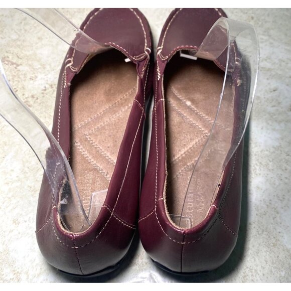 Womens Brown Leather Loafers Size 9.5 Slip-On Casual Shoes Stitch Detailing - Picture 5 of 8